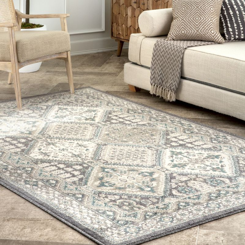 Nuloom 9x12 Becca  Tiled Indoor Area Rug, Charcoal, Faded Transitional Design, Stain Resistant, BedroomLiving Room, Kitchen,