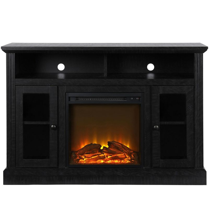 Ameriwood Home Chicago Electric Fireplace Space Heater TV Console for TVs up to a 50", Black Oak