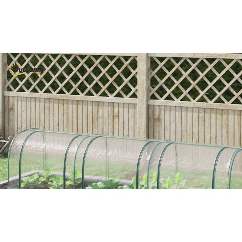 Outsunny Mini Greenhouse, 10' x 3' x 2.5' Portable Tunnels, 3 Roll-Up Zip Doors, UV Waterproof Plastic Cover, Steel Frame, Clear