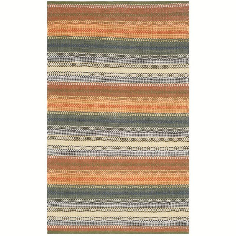 Striped Kilim STK412 Hand Woven Indoor Area Rug - Gold/Grey - 4'x6' - Safavieh.