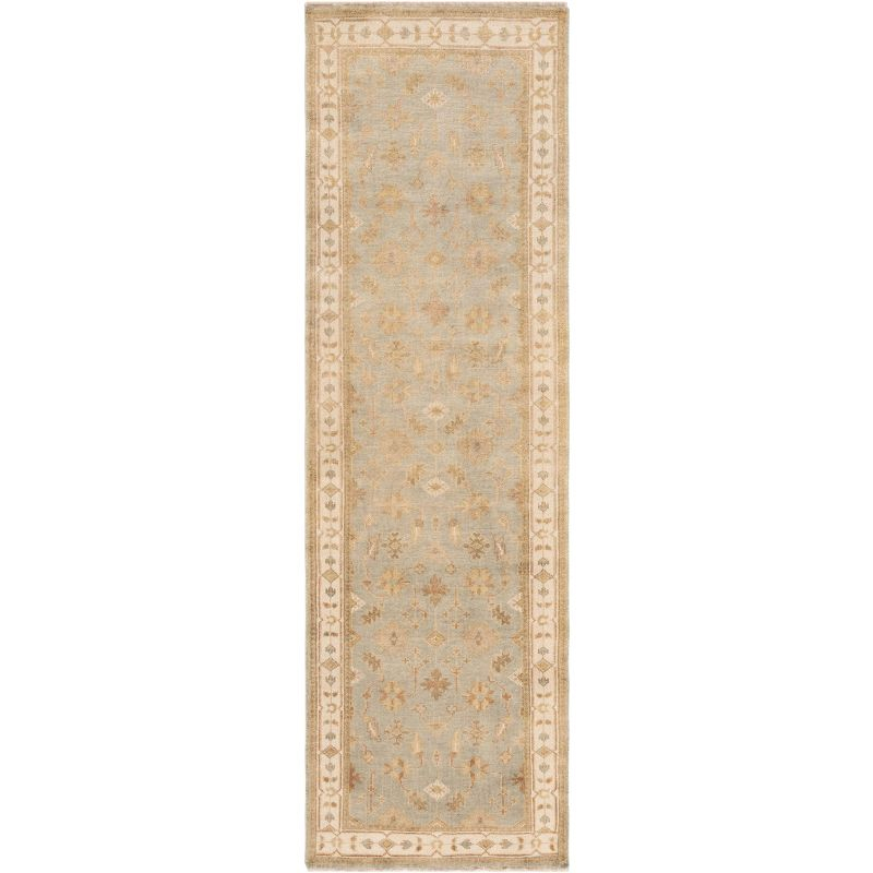 Oushak OSH141 Hand Knotted Runner Rug - Soft Green/Ivory - 3'x10' - Safavieh.