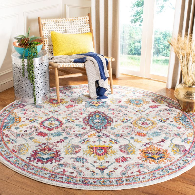 Evoke EVK255 Power Loomed Area Rug - Cream/Orange - 5'3"x5'3" - Safavieh.