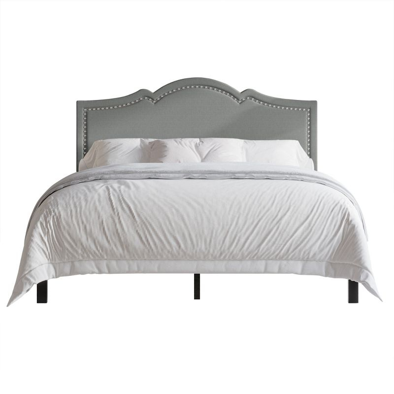 CasePiece Queen Size Platform Bed Light Grey Linen