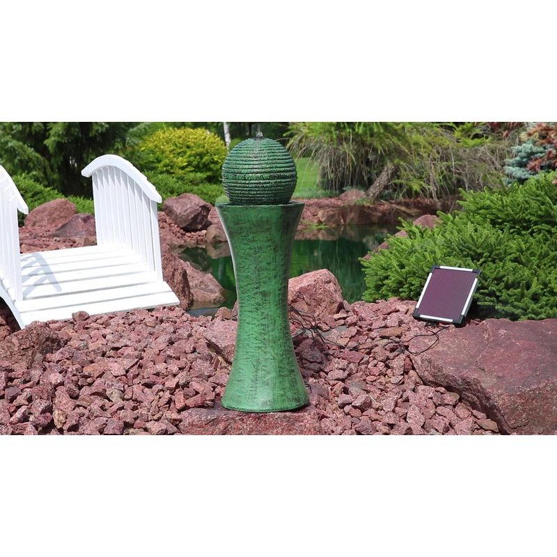 Sunnydaze Outdoor Polyresin Desert Spring Solar Powered Water Fountain with Battery Backup, Submersible Pump, and Panel - 30"