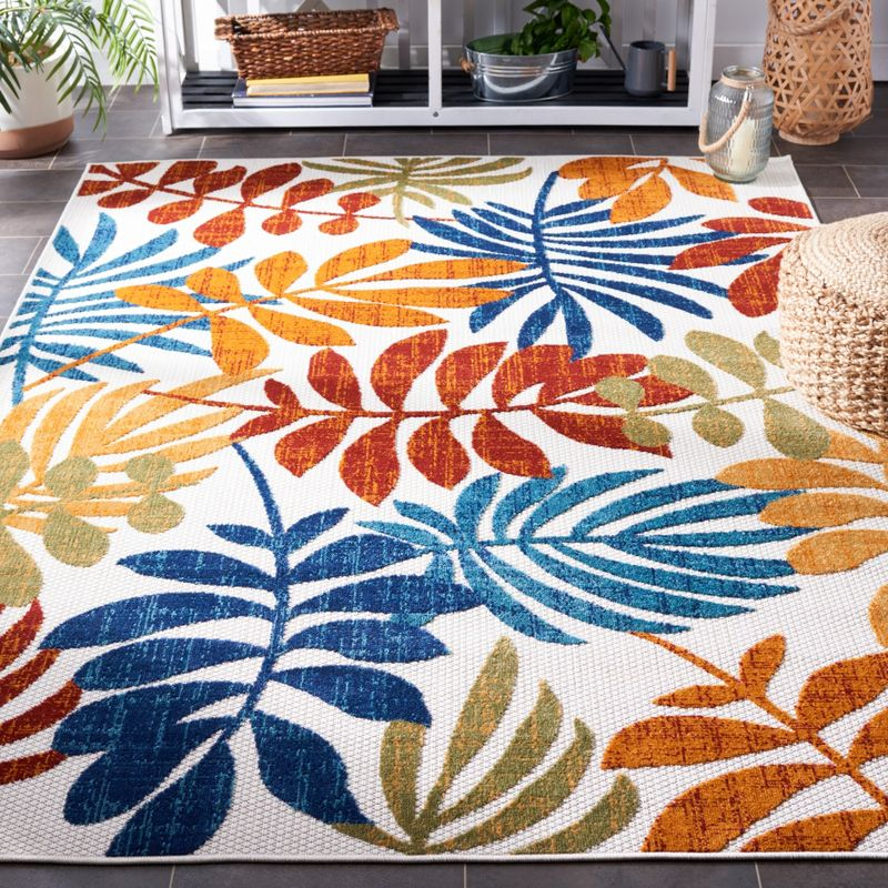 Cabana CBN814 Power Loomed Indoor and Outdoor Area Rug - Creme/Red - 4'x4' - Safavieh.