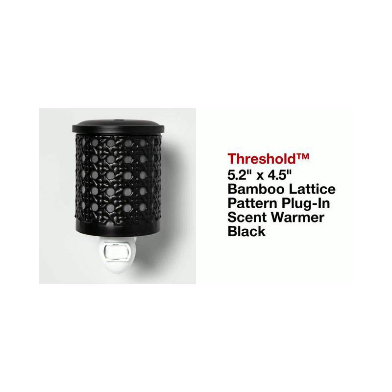 5.2" x 4.5" Bamboo Lattice Pattern Plug-In Scent Warmer Black - Threshold™: Electric Wax Melts Holder