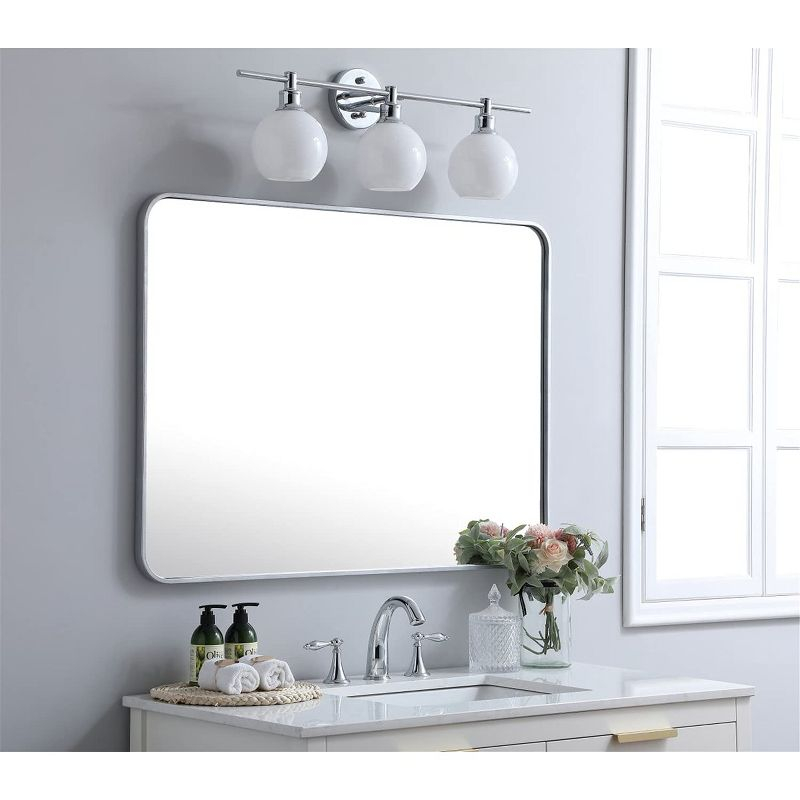 Elegant Lighting Soft corner metal rectangular mirror 30x40 inch in Silver