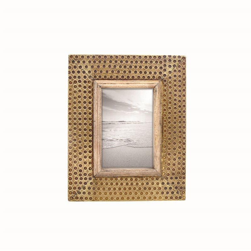 4 x 6 inch Decorative Distressed Hammered Brass Metal Picture Frame - Foreside Home & Garden