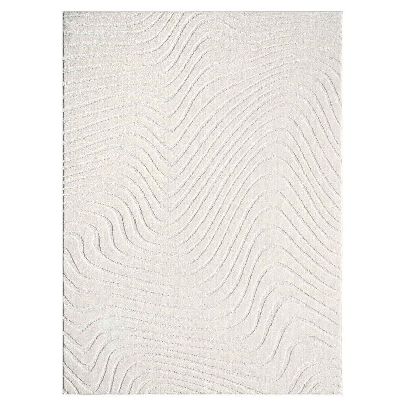 Luxe Weavers Abstract Wave Cream 8x10 Area Rug for Living Room