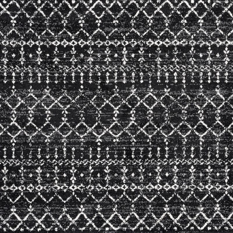 JONATHAN Y Moroccan HYPE Boho Vintage Diamond Black/Ivory 5' Square Area Rug