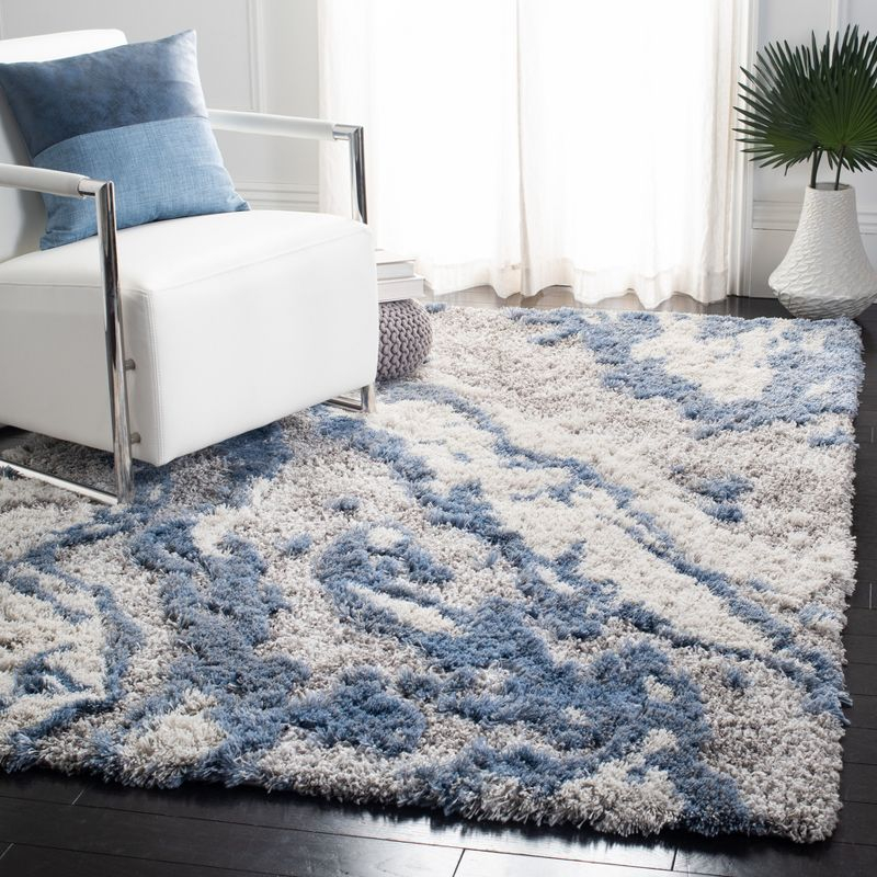Horizon Shag 800 HZN890 Machine Made Area Rug - 5'3"x7'7" - Grey/Blue - Safavieh
