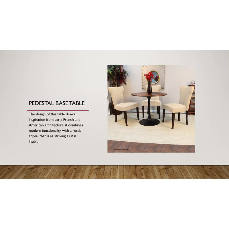 Carolina Living 30" Somerset Wood Top Round Dining Table Black: Mango Wood, Pedestal Base