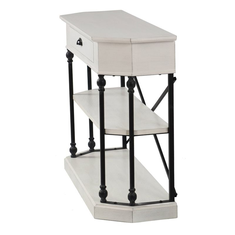 Clipped Corner Console Table with 2 Shelves and Center Drawer White - StyleCraft: Modern Hardwood Entryway Storage