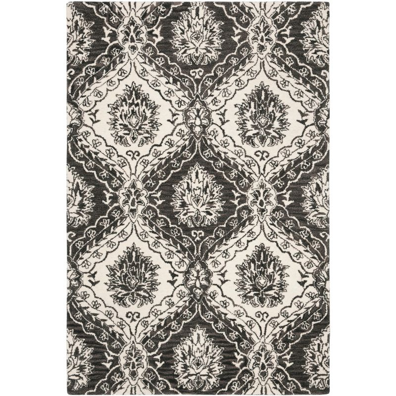 Blossom BLM601 Hand Tufted Area Rug - Charcoal/Ivory - 4'x6' - Safavieh.