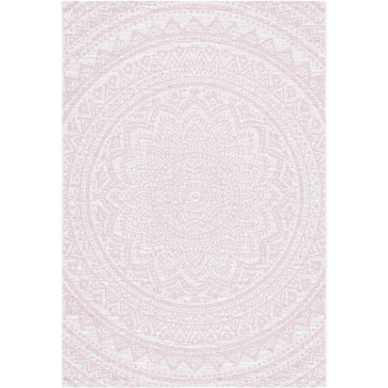 Courtyard CY8734 Power Loomed Indoor and Outdoor Accent Rug - Ivory/Soft Pink - 2'x3'7" - Safavieh