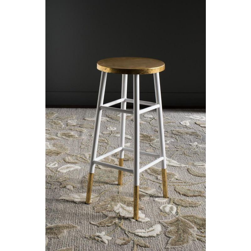 Emery Dipped Gold Leaf Bar Stool - FOX3230 - White/Gold - Safavieh Couture