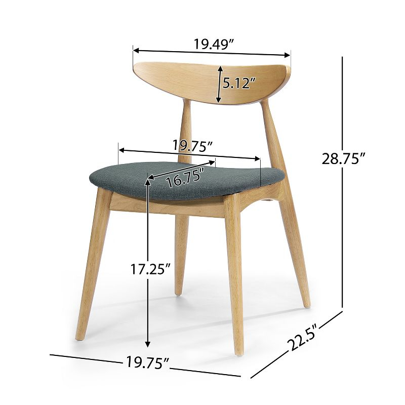 Christopher Knight Home Barron Mid Century Modern Rubberwood Fabric Upholstered Dining Chairs (Set of 2), Gray/Natural Oak
