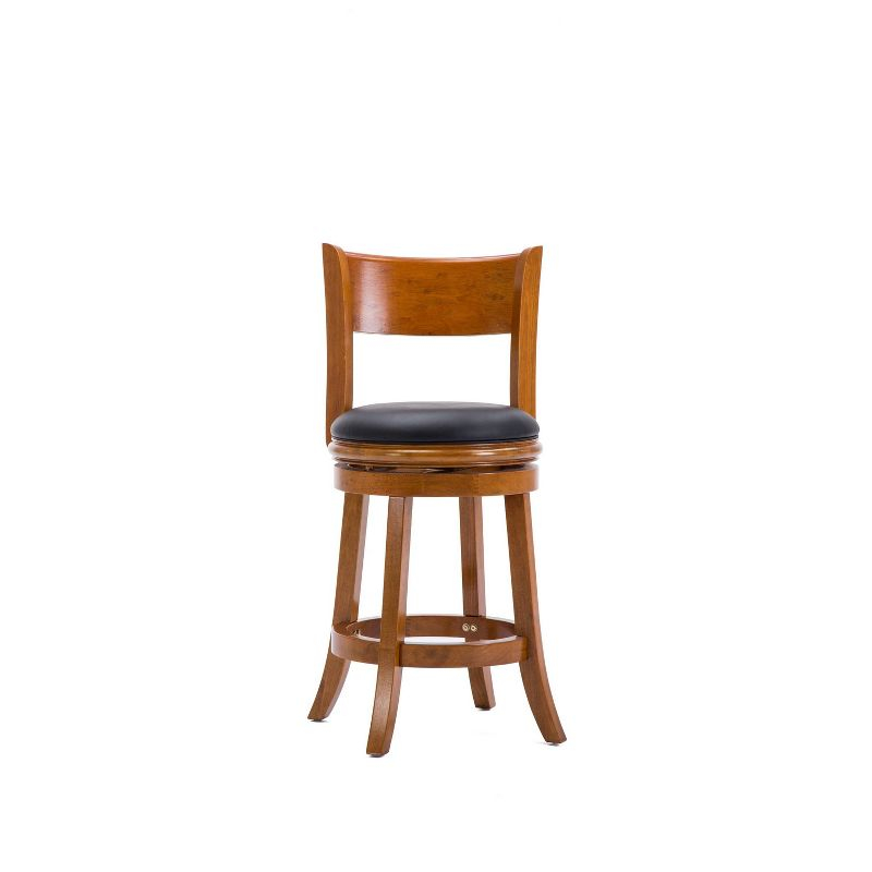 24" Palmetto Swivel Hardwood Counter Height Barstool Fruitwood - Boraam: Upholstered, Curved Back