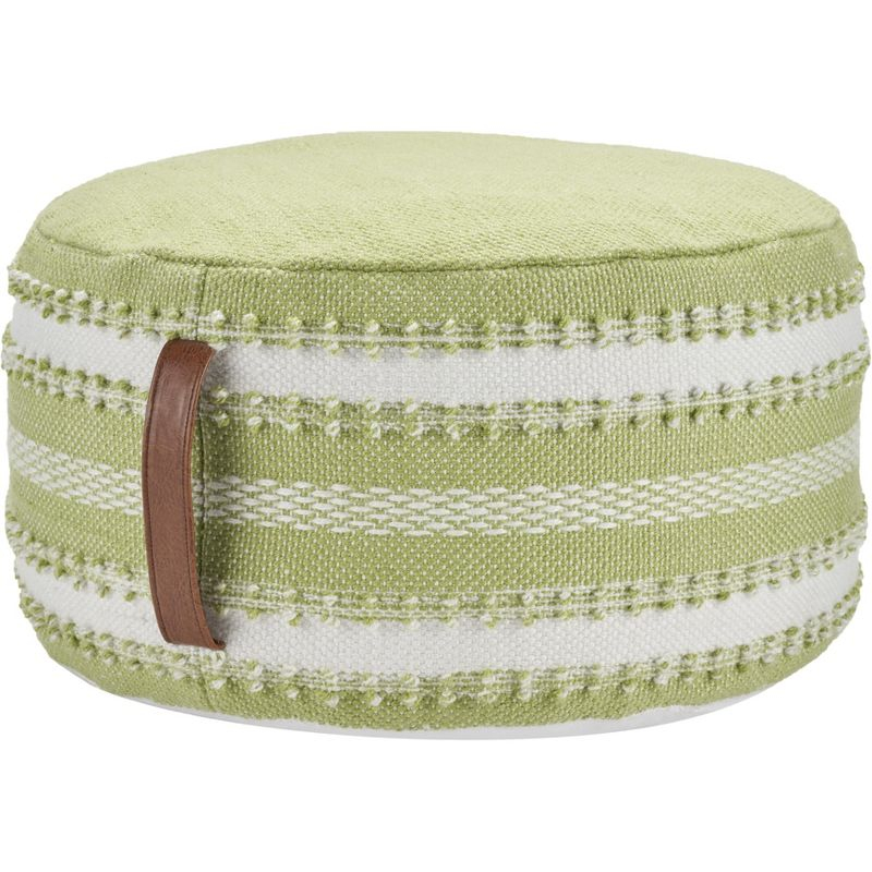 Mina Victory Woven Stripes Outdoor Pouf with Handle