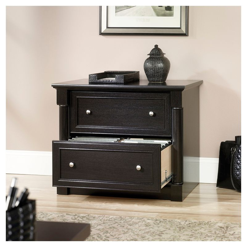 Sauder Palladia Lateral File Cabinet Wind Oak: Mid-Century Modern, 2-Drawer, Particle Board, 29.606"H