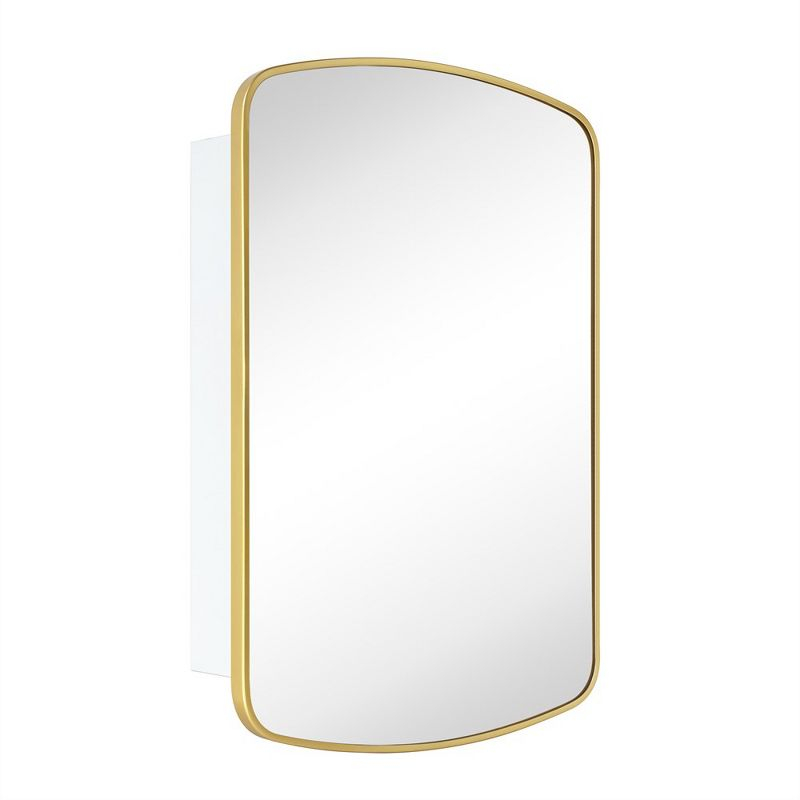 TEHOME 18 in. W x 27 in. H Arched Recessed and Surface Mount Metal Framed Bathroom Medicine Cabinet with Mirror in Brushed Gold