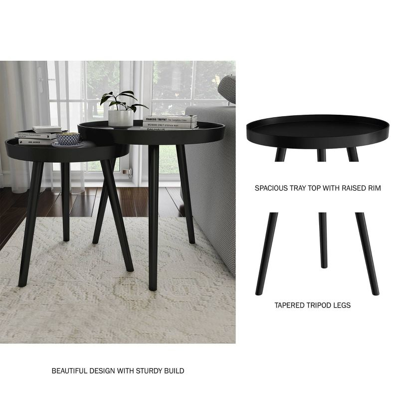 Nesting End Tables with Tray Top Black - Yorkshire Home: MDF Spindle-Legged Side & Accent Table Set