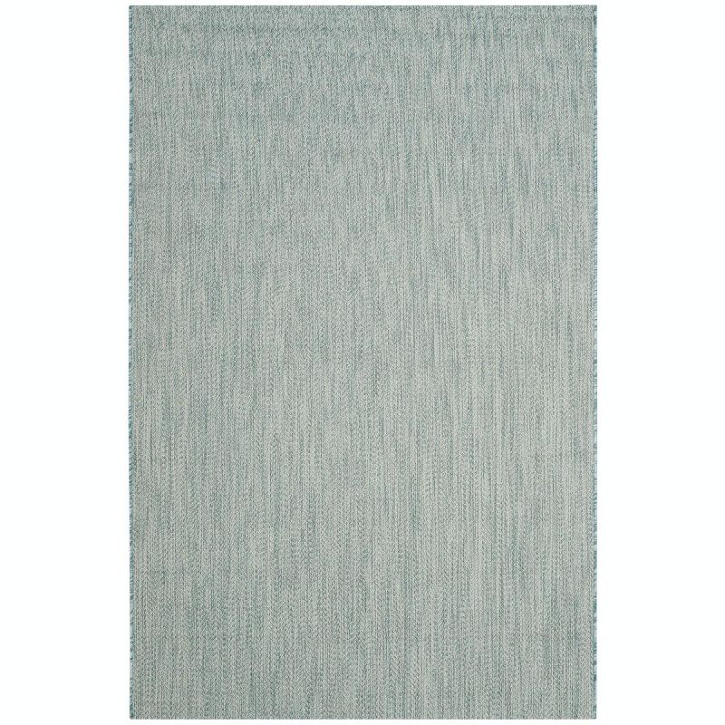 Courtyard CY8022 Power Loomed Indoor and Outdoor Area Rug - Aqua/Grey - 4'x5'7" - Safavieh