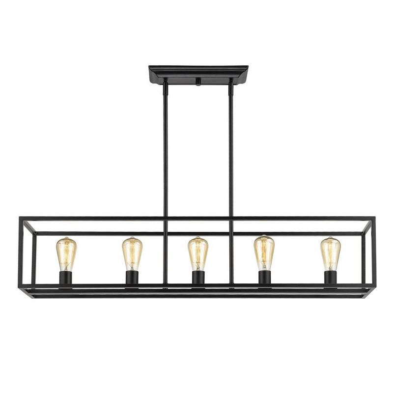 Golden Lighting Wesson 5-Light Linear Pendant in Matte Black