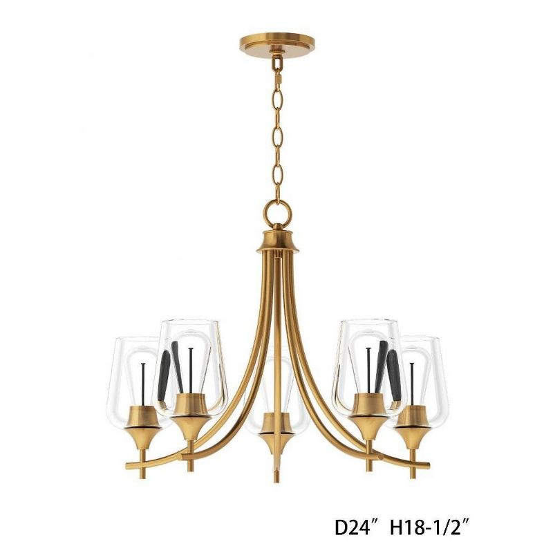 Savoy House Octave 5 - Light Chandelier in  Warm Brass