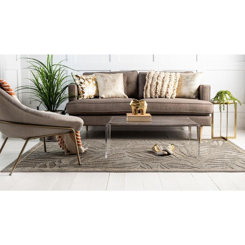 Unique Loom 7' 1 x 10' 0 Gray Outdoor Botanical Augusta Area Rug