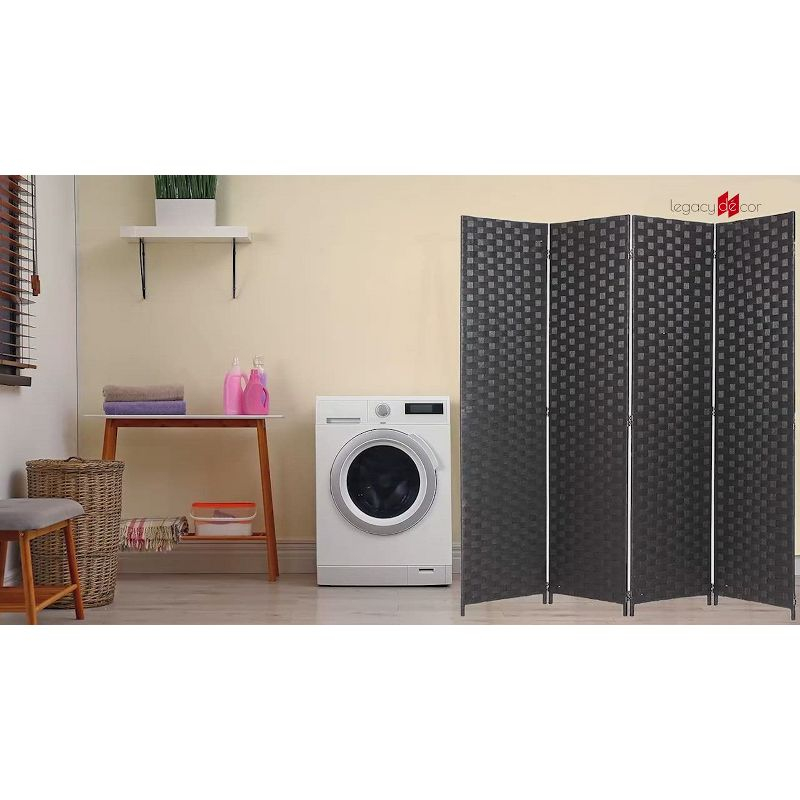 Legacy Decor 3 Panel Bamboo Woven Panel Room Divider Privacy Partition Screen Off-White Color