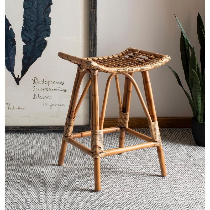 Leda Rattan Counter Stool - WIK6512 - Brown - Safavieh