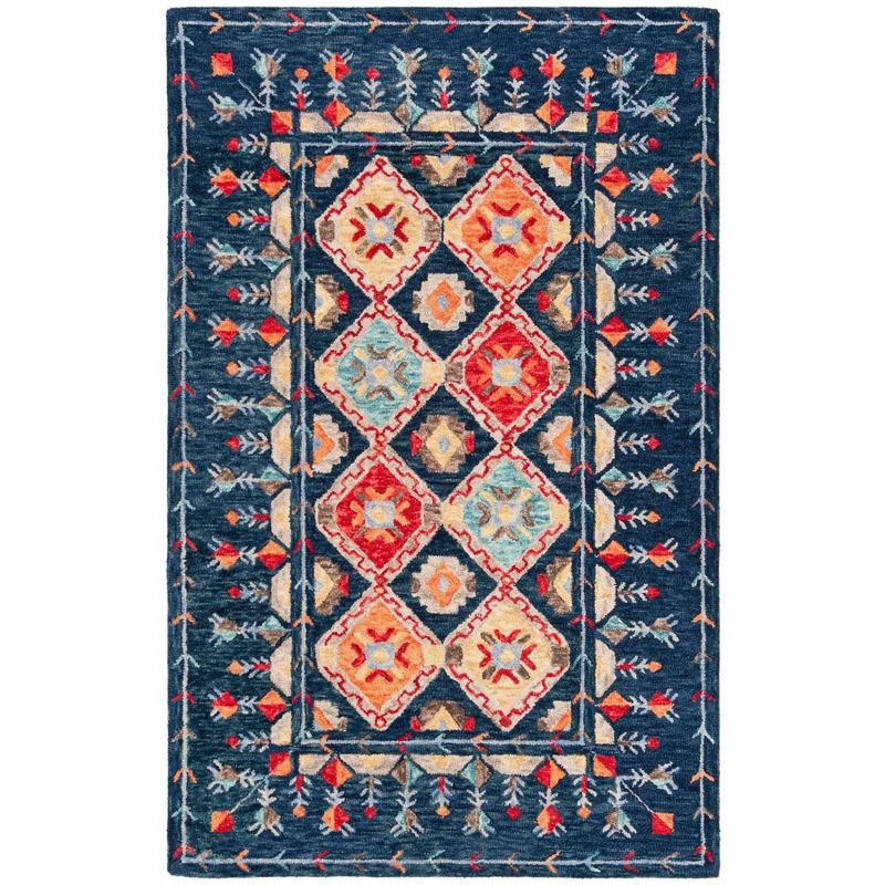 Aspen APN515 Hand Tufted Indoor Area Rug - Navy/Orange - 5'x8' - Safavieh