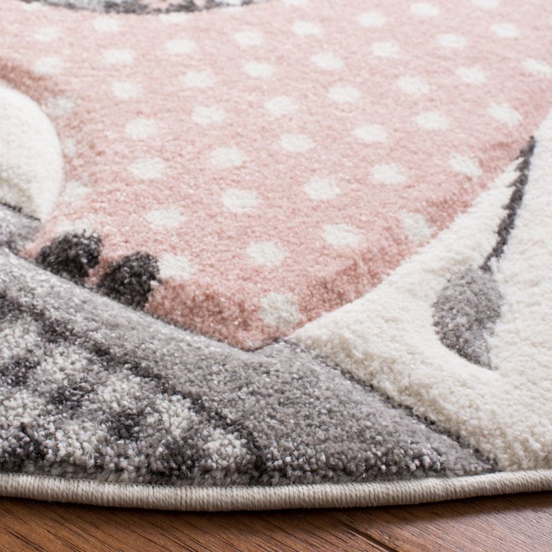 Carousel Kids CRK127 Power Loomed Area Rug - Pink/Ivory - 3' round - Safavieh.