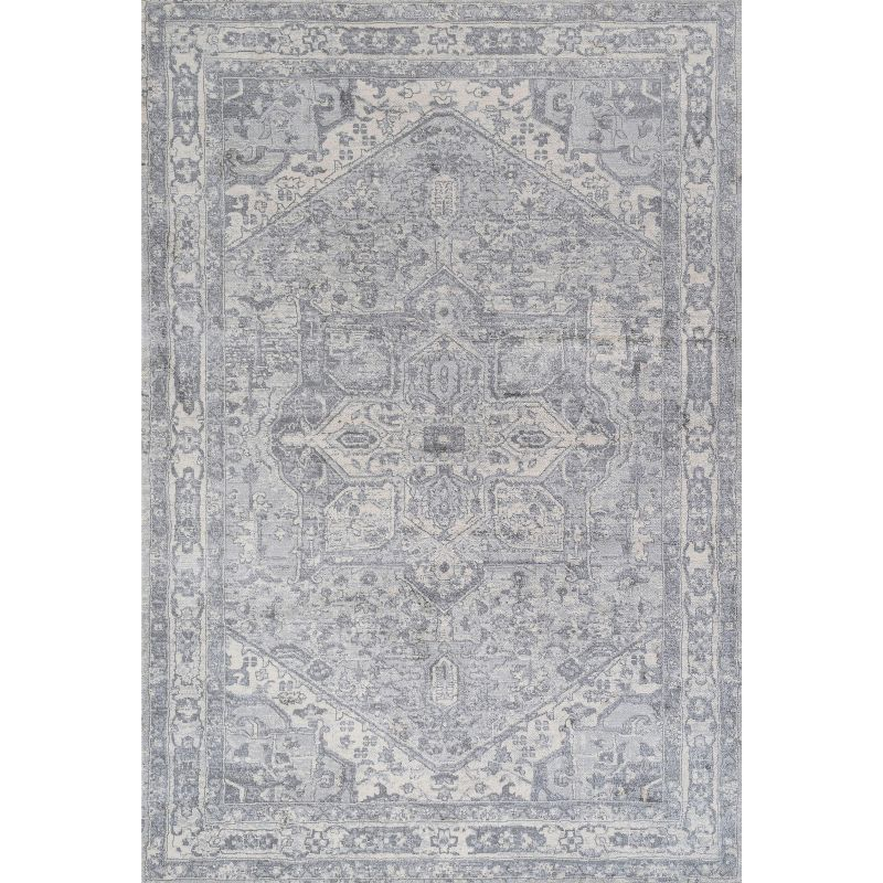 8' X 10' Modern Persian Vintage Medallion Area Rug, Light Gray/Ivory - JONATHAN Y