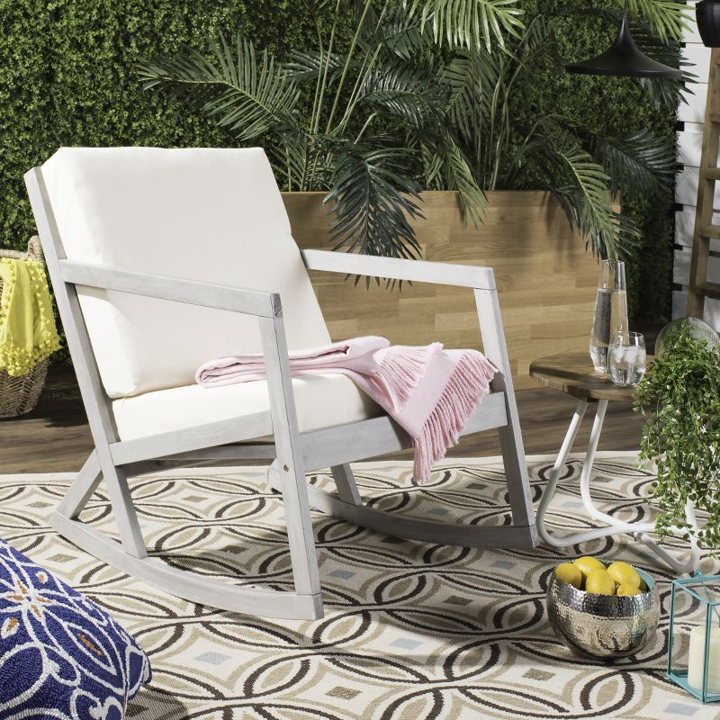 Vernon Rocking Chair Indoor/Outdoor - PAT7013 - Grey/Beige - Safavieh