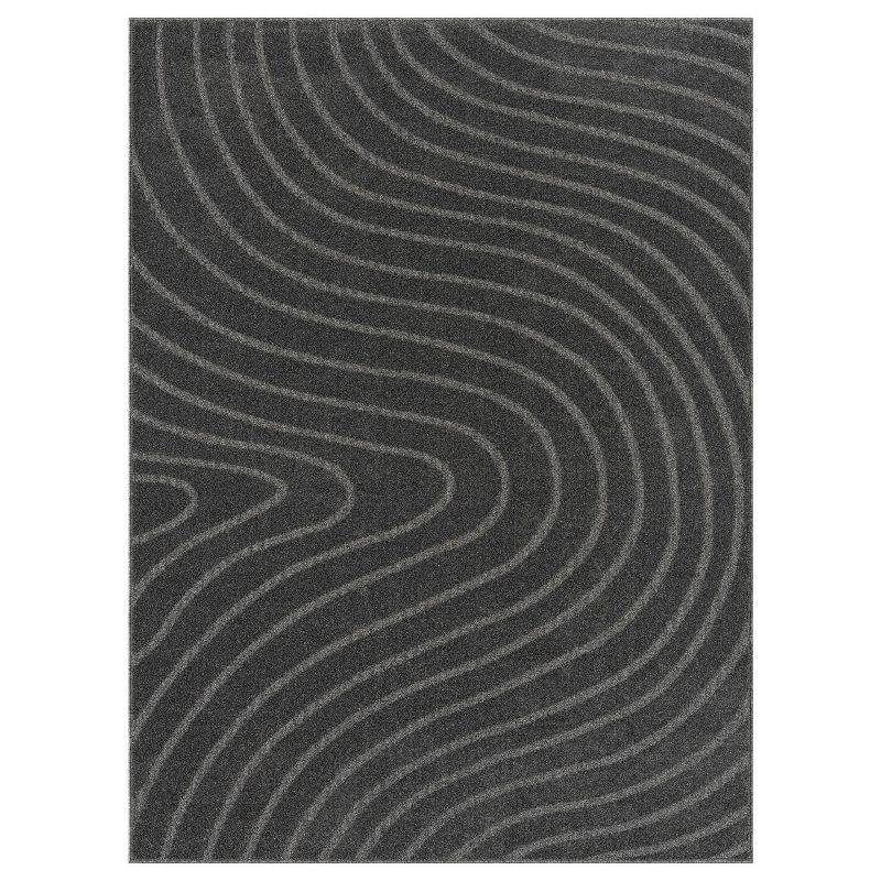 Luxe Weavers Modern Geometric Wave Anthracite 8x10 Indoor Area Rug