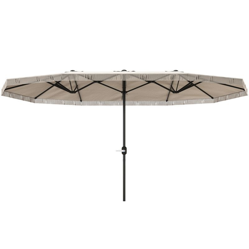 Outsunny 15ft Extra Large Patio Umbrella, UPF30+ Double-sided Rectangle Umbrella with Easy Crank Handle, 2 Vents for Garden Pool Lawn, Cream White