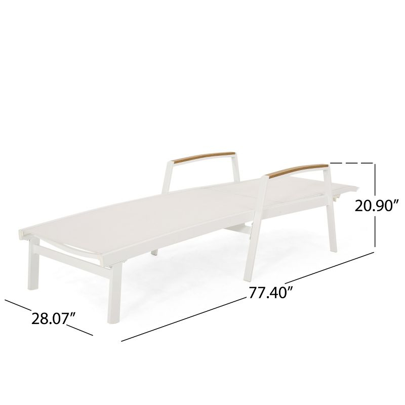 GDFStudio Joy Outdoor Aluminum Adjustable Chaise Lounge with Mesh Seating (Set of 2), White