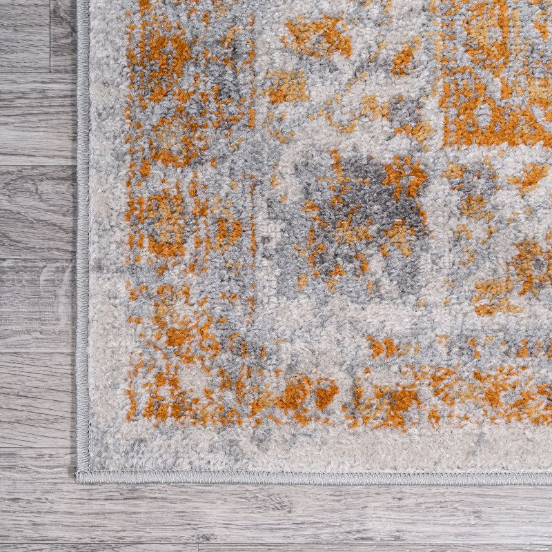 9'x12' Indhira Ornate Medallion Persian Area Rug, Orange/Cream - JONATHAN Y
