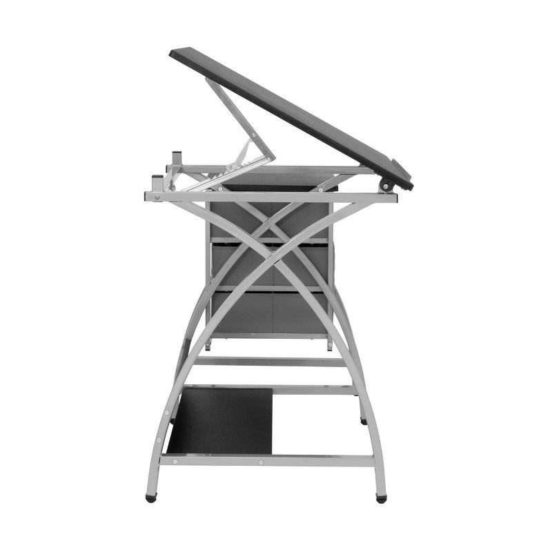 Comet Plus Drawing Table and Stool Set Silver/Gray - studio designs: Adjustable Top, Storage Drawers, Padded Seat
