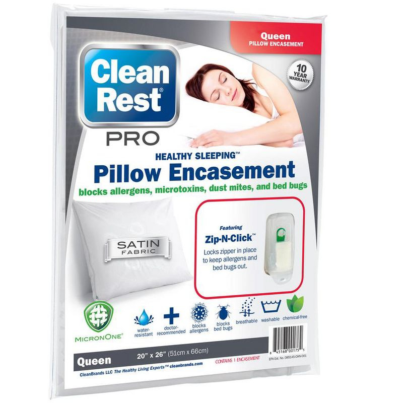 CleanRest Pro Pillow Encasement, Pack of 2, Queen