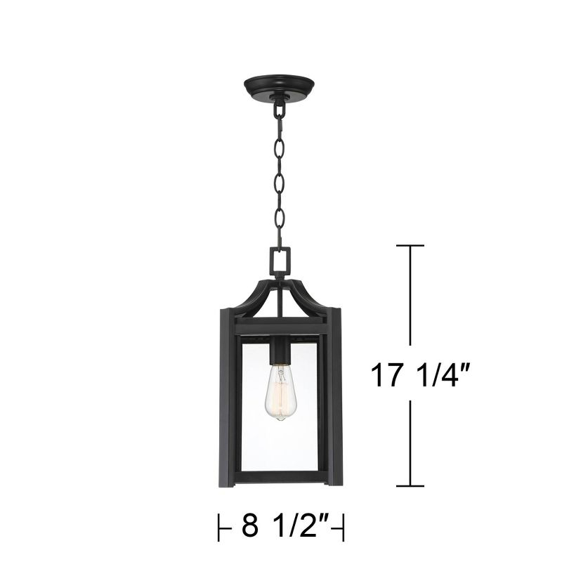 Franklin Iron Works Rockford Rustic Outdoor Hanging Light Black Iron 17" Clear Beveled Glass for Post Exterior Barn Deck House Porch Yard Patio Home