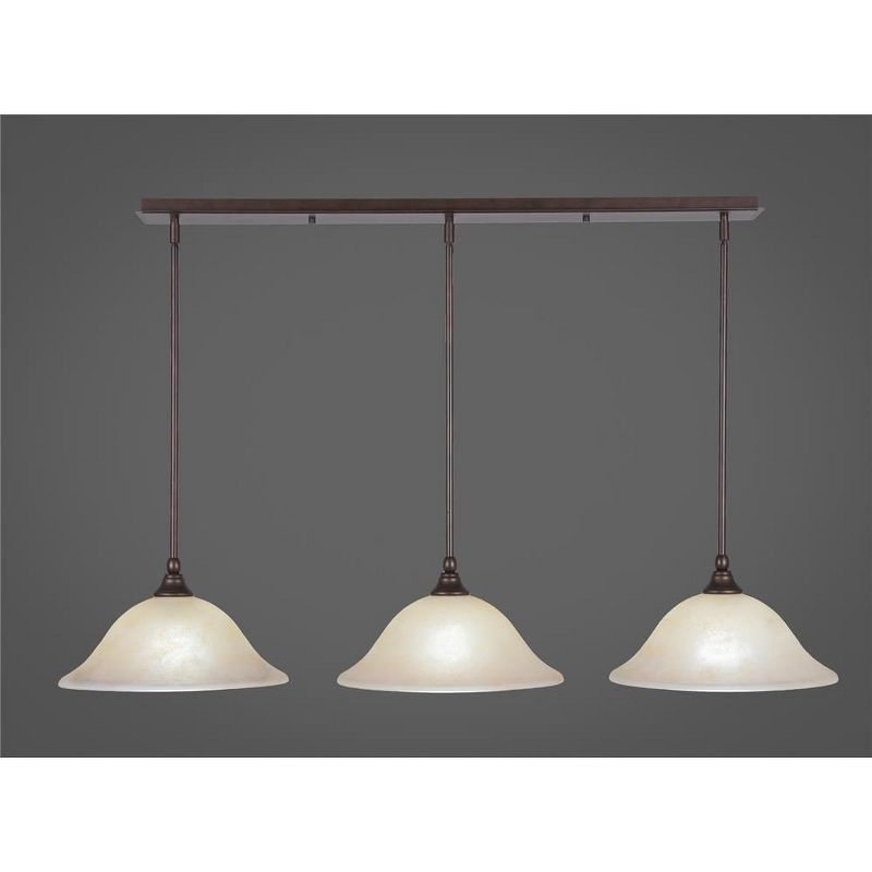 Toltec Lighting Any 3 - Light Chandelier in  Bronze with 12" Amber Marble Shade