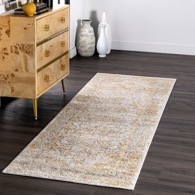 Nuloom Madisson Medallion 2x10 Runner Indoor Area Rug for Living Room Bedroom Dining Room Entryway Hallway Kitchen, Gold/Ivory