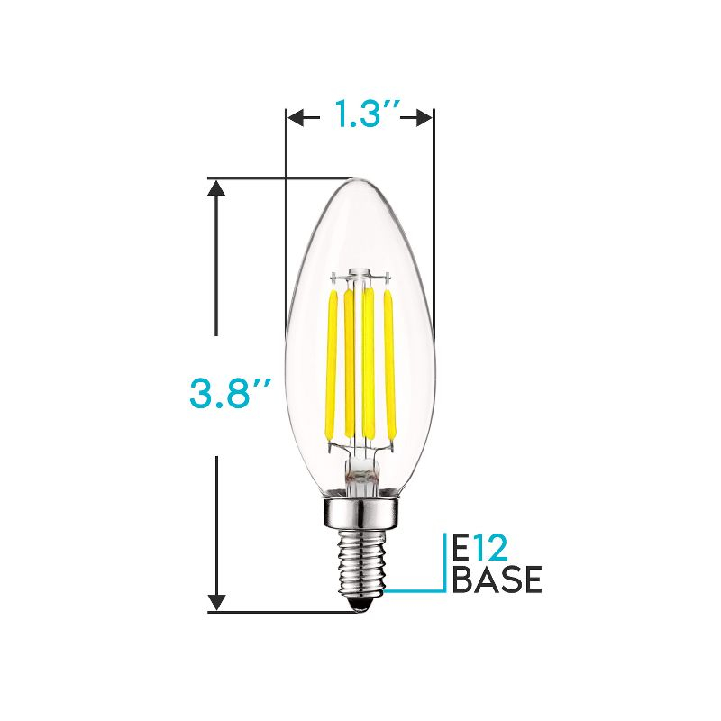 Luxrite Vintage Candelabra LED Bulb 60W Equivalent, 550 Lumens, 5000K Bright White, 5W, Dimmable, LED Candle Bulbs, E12 Base 16 Pack