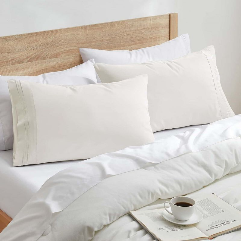 Nestl Luxury Soft Microfiber Standard/Queen Size Pillowcases, Set of 2, Off White