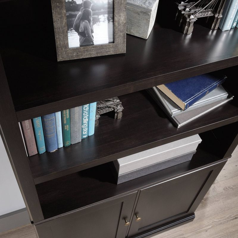 Sauder 70" 5 Shelf Bookcase with Doors Black: Mid-Century Modern, MDF Frame, Vertical Storage