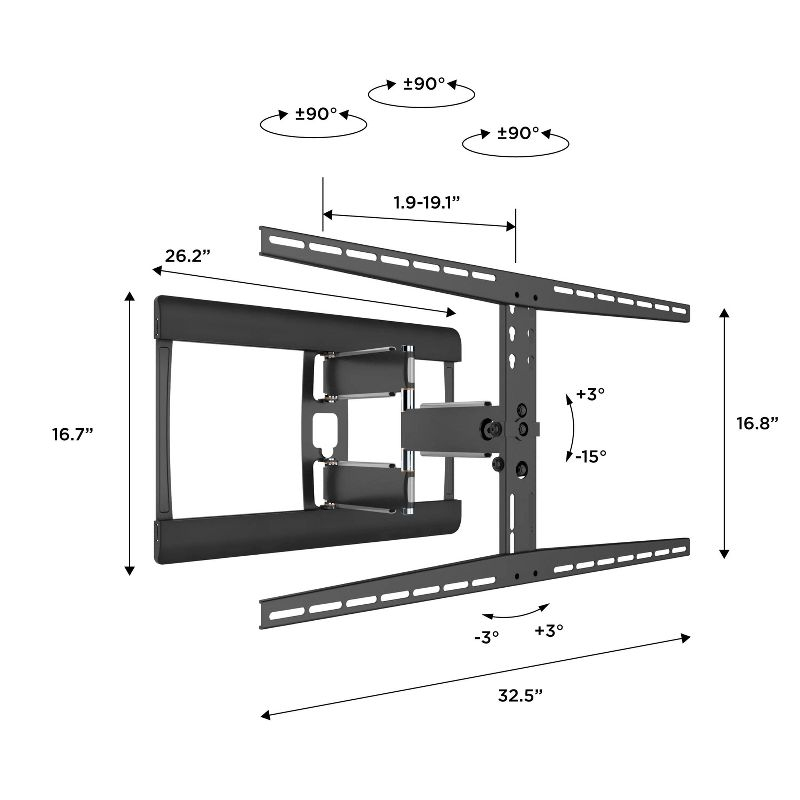 Promounts Full Motion TV Wall Mount for TVs 37" - 85" Up to 120 lbs