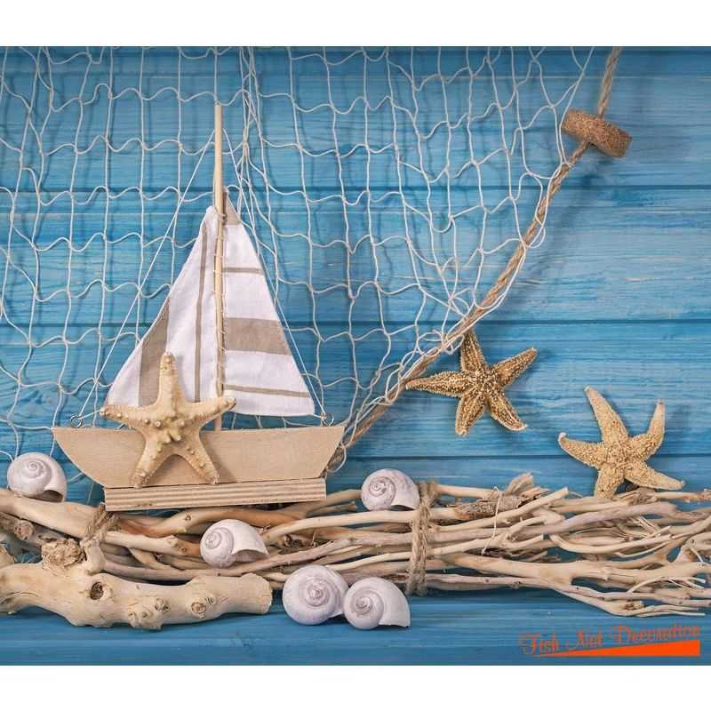 Big Mo's Toys Fish Net Party Decorations Nautical Wall Decor - 14 ft - Natural